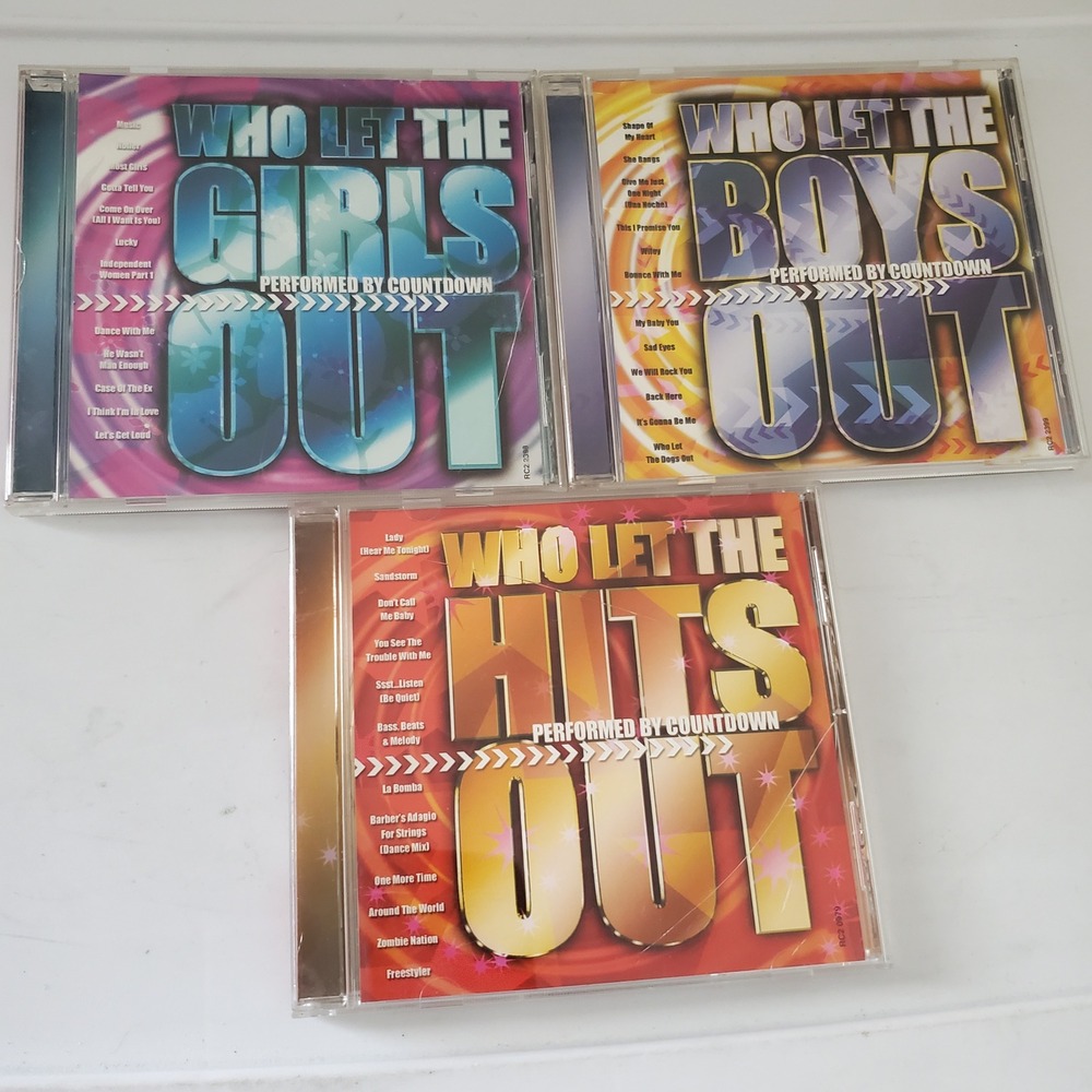 Who Let The Girls Boys Hits Out CD Set 3pc Countdown Pop Dance Covers Y2K Music